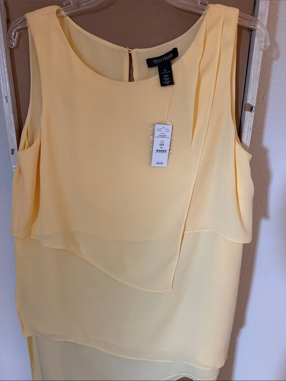 White House Black Market Soft Yellow Layered Sleeveless Blouse